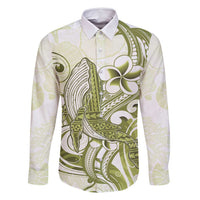Lime Green Hawaii Family Matching Mermaid Dress and Hawaiian Shirt Humpback Whale Tattoo Polynesian Tribal Ocean Vibes LT14 Dad's Shirt - Long Sleeve Lime Green - Polynesian Pride
