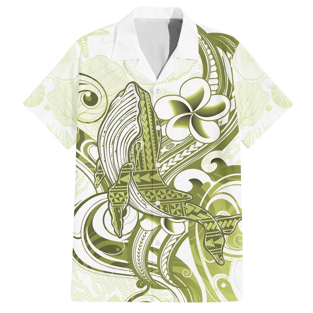 Lime Green Hawaii Family Matching Off Shoulder Maxi Dress and Hawaiian Shirt Humpback Whale Tattoo Polynesian Tribal Ocean Vibes LT14 Dad's Shirt - Short Sleeve Lime Green - Polynesian Pride