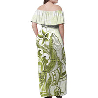 Lime Green Hawaii Family Matching Off Shoulder Maxi Dress and Hawaiian Shirt Humpback Whale Tattoo Polynesian Tribal Ocean Vibes LT14 - Polynesian Pride