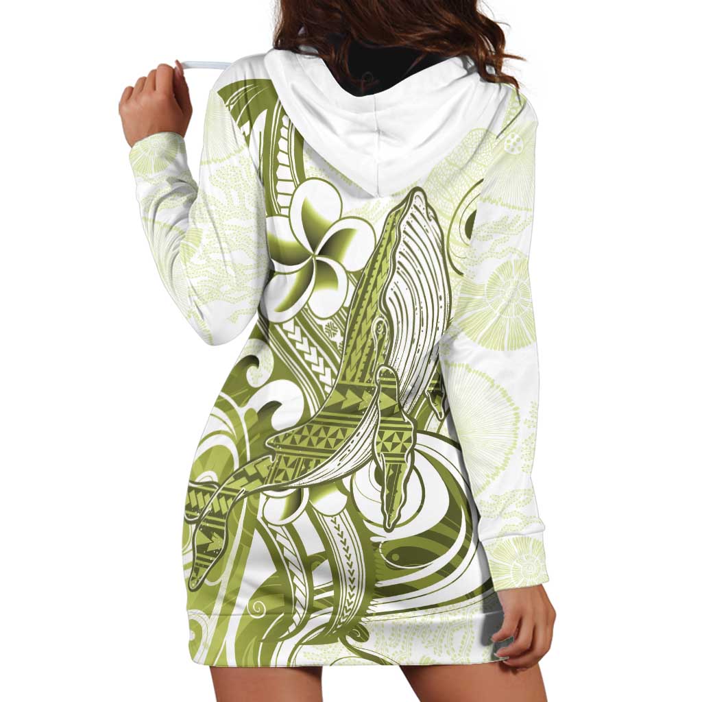 Lime Green Hawaii Hoodie Dress Humpback Whale Tattoo Polynesian Tribal Ocean Vibes LT14 - Polynesian Pride