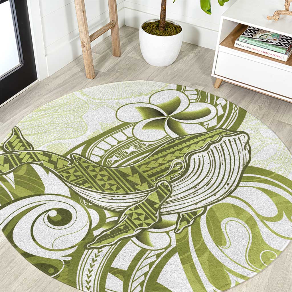 Lime Green Hawaii Round Carpet Humpback Whale Tattoo Polynesian Tribal Ocean Vibes LT14 Lime Green - Polynesian Pride