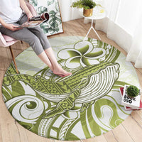 Lime Green Hawaii Round Carpet Humpback Whale Tattoo Polynesian Tribal Ocean Vibes LT14 - Polynesian Pride
