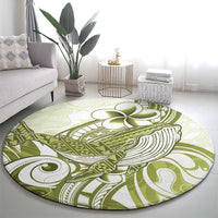 Lime Green Hawaii Round Carpet Humpback Whale Tattoo Polynesian Tribal Ocean Vibes LT14 - Polynesian Pride