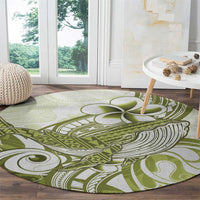 Lime Green Hawaii Round Carpet Humpback Whale Tattoo Polynesian Tribal Ocean Vibes LT14 - Polynesian Pride