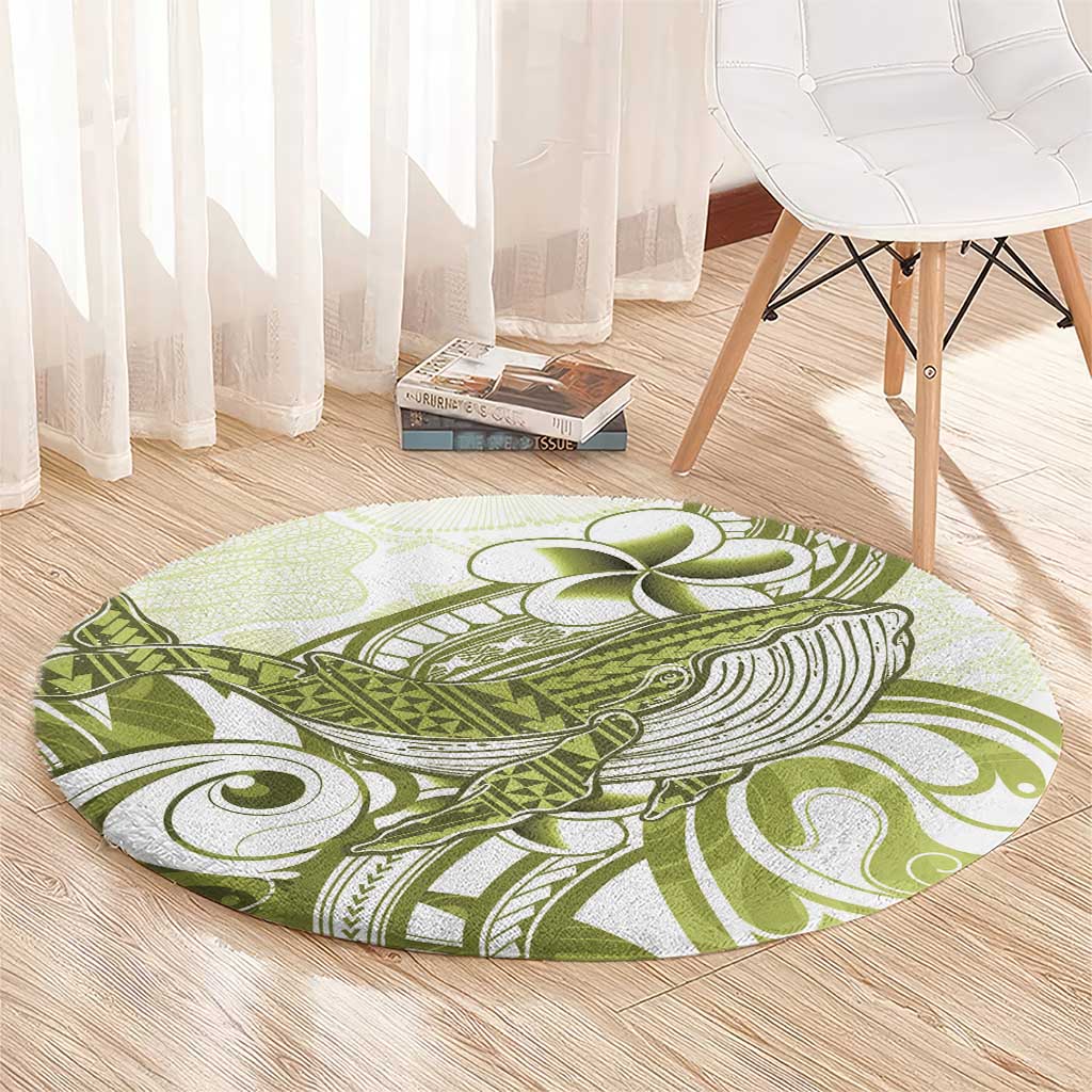 Lime Green Hawaii Round Carpet Humpback Whale Tattoo Polynesian Tribal Ocean Vibes LT14 - Polynesian Pride
