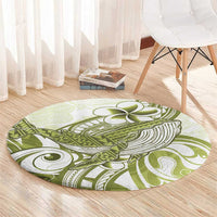 Lime Green Hawaii Round Carpet Humpback Whale Tattoo Polynesian Tribal Ocean Vibes LT14 - Polynesian Pride