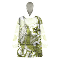 Lime Green Hawaii Wearable Blanket Hoodie Humpback Whale Tattoo Polynesian Tribal Ocean Vibes LT14 One Size Lime Green - Polynesian Pride