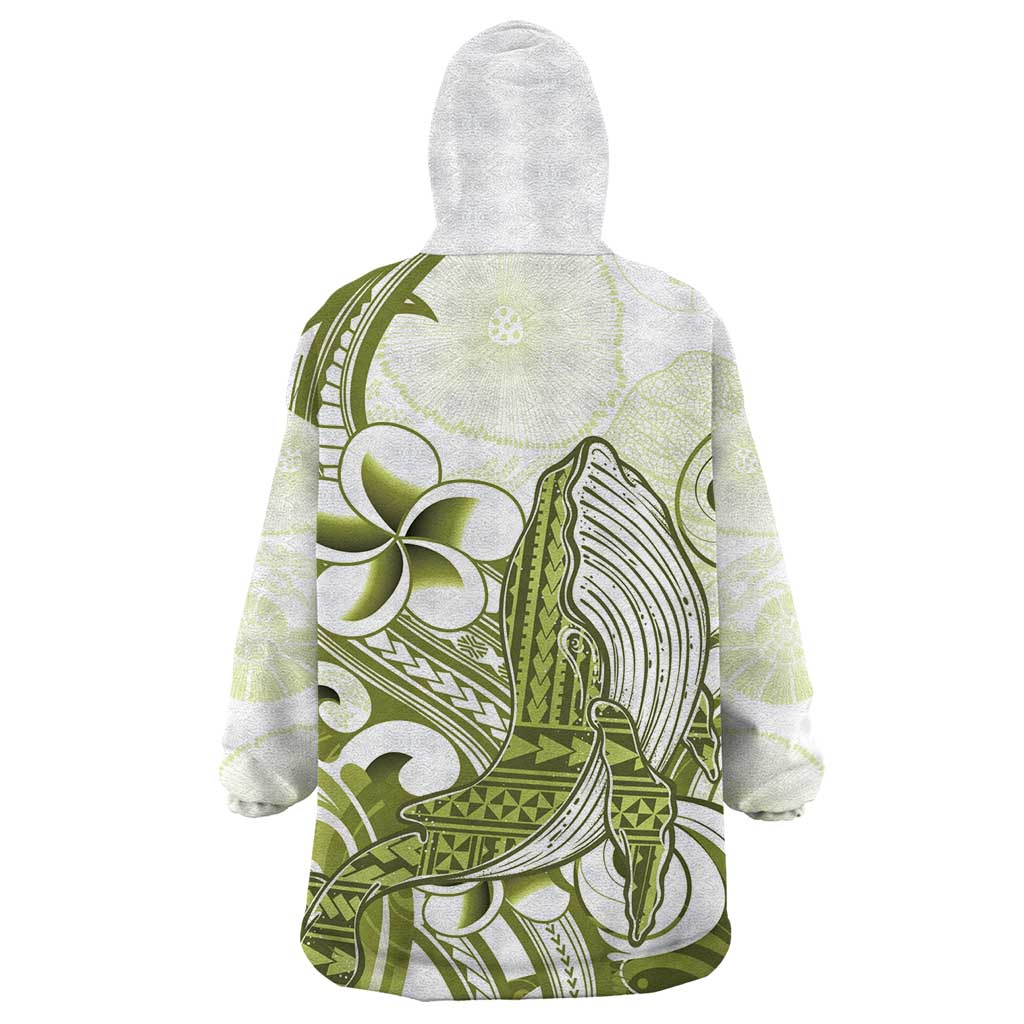Lime Green Hawaii Wearable Blanket Hoodie Humpback Whale Tattoo Polynesian Tribal Ocean Vibes LT14 - Polynesian Pride