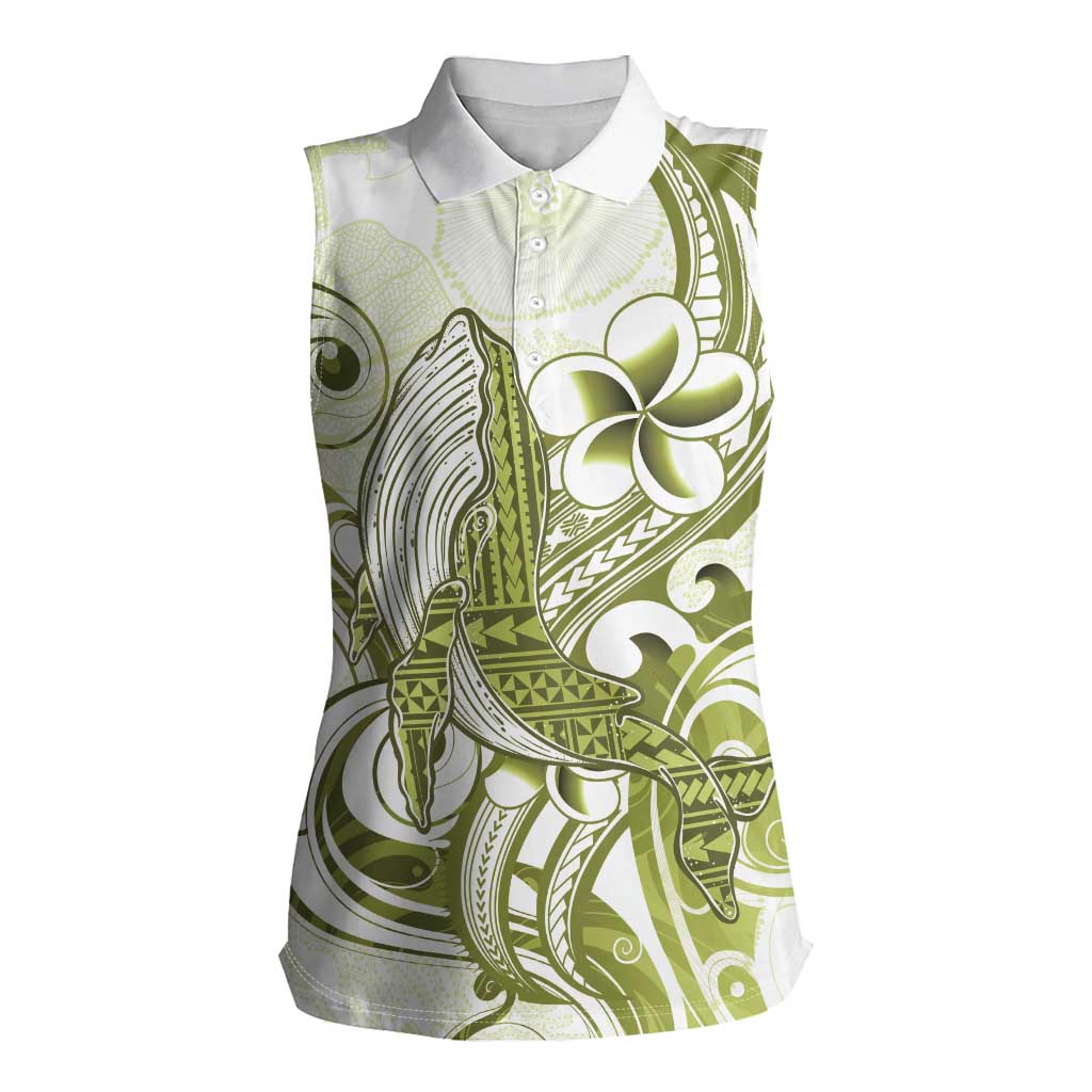 Lime Green Hawaii Women Sleeveless Polo Shirt Humpback Whale Tattoo Polynesian Tribal Ocean Vibes LT14 Female Lime Green - Polynesian Pride