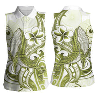 Lime Green Hawaii Women Sleeveless Polo Shirt Humpback Whale Tattoo Polynesian Tribal Ocean Vibes LT14 - Polynesian Pride
