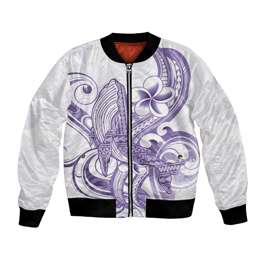 Purple Hawaii Bomber Jacket Humpback Whale Tattoo Polynesian Tribal Ocean Vibes LT14 Unisex Purple - Polynesian Pride