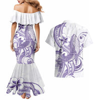 Purple Hawaii Couples Matching Mermaid Dress and Hawaiian Shirt Humpback Whale Tattoo Polynesian Tribal Ocean Vibes LT14 - Polynesian Pride