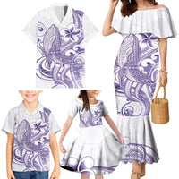 Purple Hawaii Family Matching Mermaid Dress and Hawaiian Shirt Humpback Whale Tattoo Polynesian Tribal Ocean Vibes LT14 - Polynesian Pride