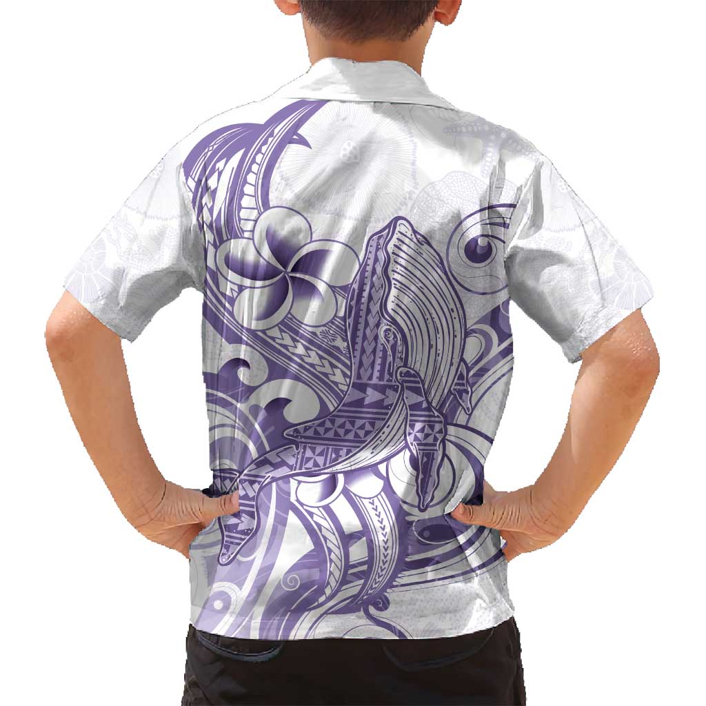 Purple Hawaii Family Matching Off Shoulder Maxi Dress and Hawaiian Shirt Humpback Whale Tattoo Polynesian Tribal Ocean Vibes LT14 - Polynesian Pride