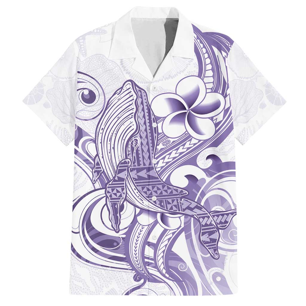 Purple Hawaii Family Matching Off Shoulder Maxi Dress and Hawaiian Shirt Humpback Whale Tattoo Polynesian Tribal Ocean Vibes LT14 Dad's Shirt - Short Sleeve Purple - Polynesian Pride