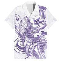 Purple Hawaii Family Matching Off Shoulder Maxi Dress and Hawaiian Shirt Humpback Whale Tattoo Polynesian Tribal Ocean Vibes LT14 Dad's Shirt - Short Sleeve Purple - Polynesian Pride