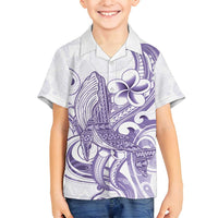 Purple Hawaii Family Matching Off Shoulder Maxi Dress and Hawaiian Shirt Humpback Whale Tattoo Polynesian Tribal Ocean Vibes LT14 Son's Shirt Purple - Polynesian Pride