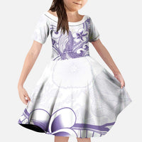 Purple Hawaii Family Matching Puletasi and Hawaiian Shirt Humpback Whale Tattoo Polynesian Tribal Ocean Vibes LT14 Daughter's Dress Purple - Polynesian Pride