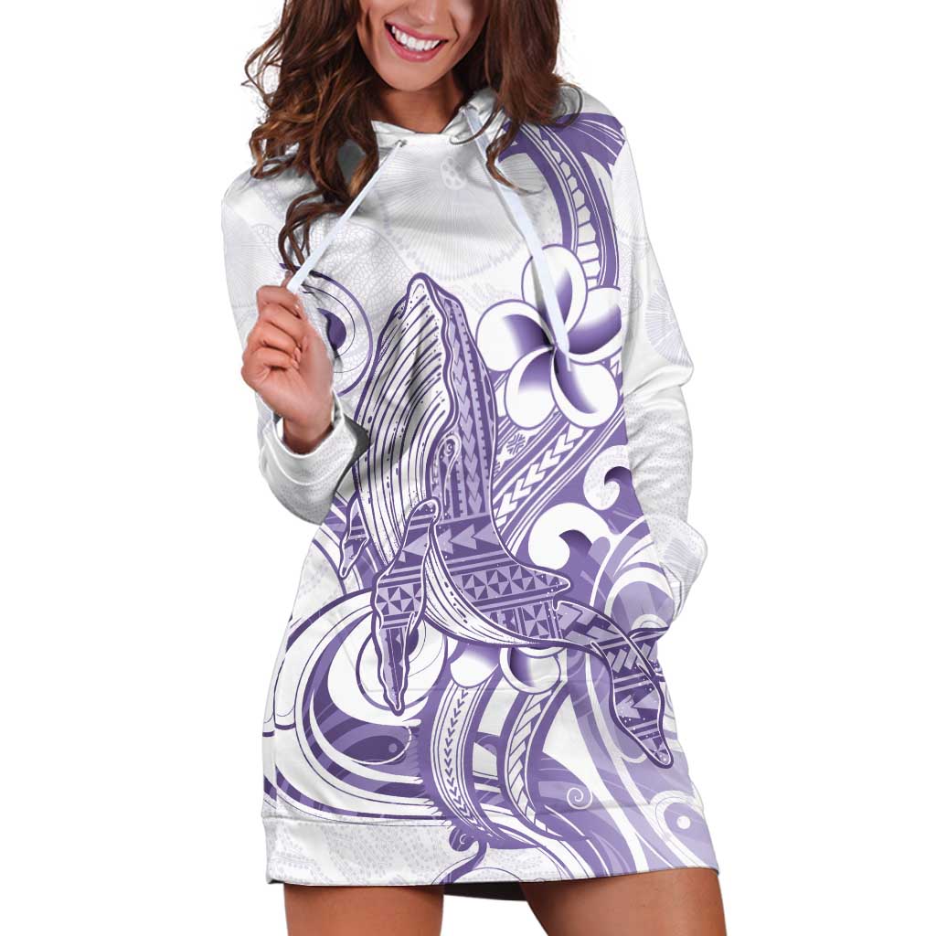 Purple Hawaii Hoodie Dress Humpback Whale Tattoo Polynesian Tribal Ocean Vibes LT14 Purple - Polynesian Pride