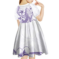 Purple Hawaii Kid Short Sleeve Dress Humpback Whale Tattoo Polynesian Tribal Ocean Vibes LT14 - Polynesian Pride