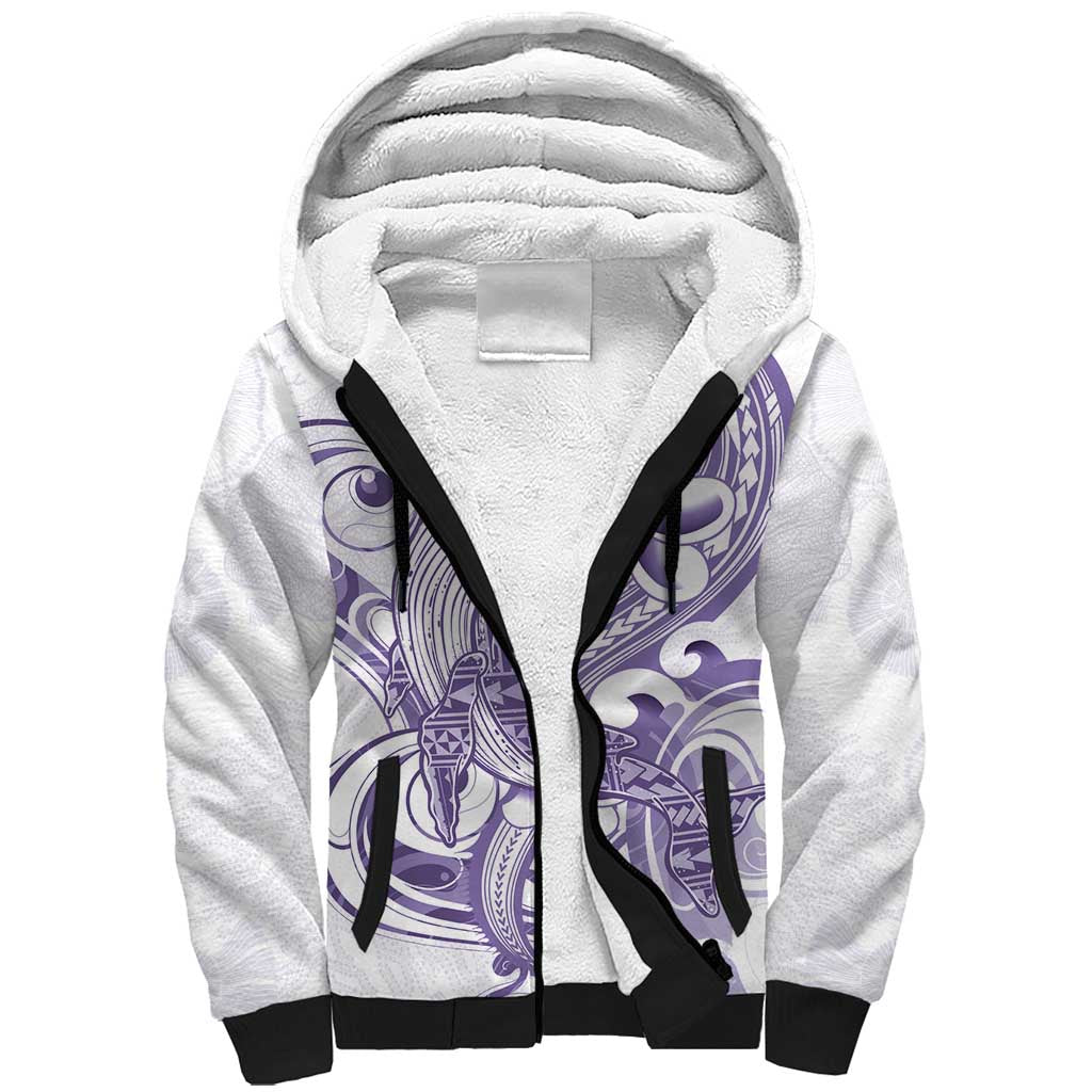 Purple Hawaii Sherpa Hoodie Humpback Whale Tattoo Polynesian Tribal Ocean Vibes LT14 Unisex Purple - Polynesian Pride