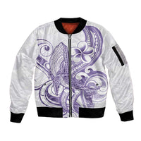 Purple Hawaii Sleeve Zip Bomber Jacket Humpback Whale Tattoo Polynesian Tribal Ocean Vibes LT14 Unisex Purple - Polynesian Pride