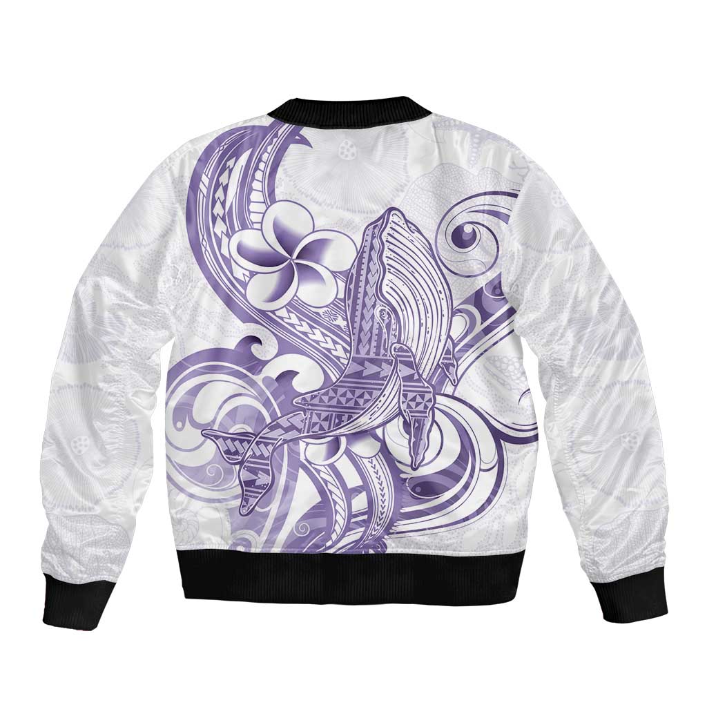 Purple Hawaii Sleeve Zip Bomber Jacket Humpback Whale Tattoo Polynesian Tribal Ocean Vibes LT14 - Polynesian Pride
