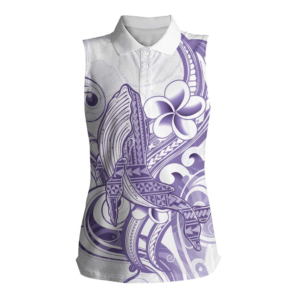 Purple Hawaii Women Sleeveless Polo Shirt Humpback Whale Tattoo Polynesian Tribal Ocean Vibes LT14 Female Purple - Polynesian Pride
