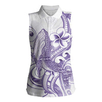 Purple Hawaii Women Sleeveless Polo Shirt Humpback Whale Tattoo Polynesian Tribal Ocean Vibes LT14 Female Purple - Polynesian Pride