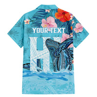 Personalised Hawaii Family Matching Mermaid Dress and Hawaiian Shirt Humpback Whale Tattoo With Tropical Flowers LT14 - Polynesian Pride
