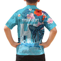 Personalised Hawaii Family Matching Off Shoulder Maxi Dress and Hawaiian Shirt Humpback Whale Tattoo With Tropical Flowers LT14 - Polynesian Pride