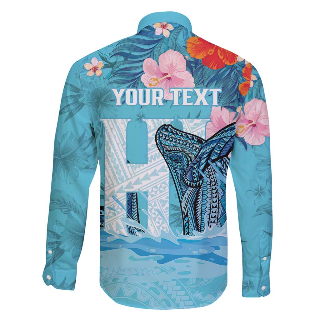 Personalised Hawaii Family Matching Off Shoulder Maxi Dress and Hawaiian Shirt Humpback Whale Tattoo With Tropical Flowers LT14 - Polynesian Pride