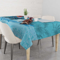 Personalised Hawaii Tablecloth Humpback Whale Tattoo With Tropical Flowers LT14 - Polynesian Pride