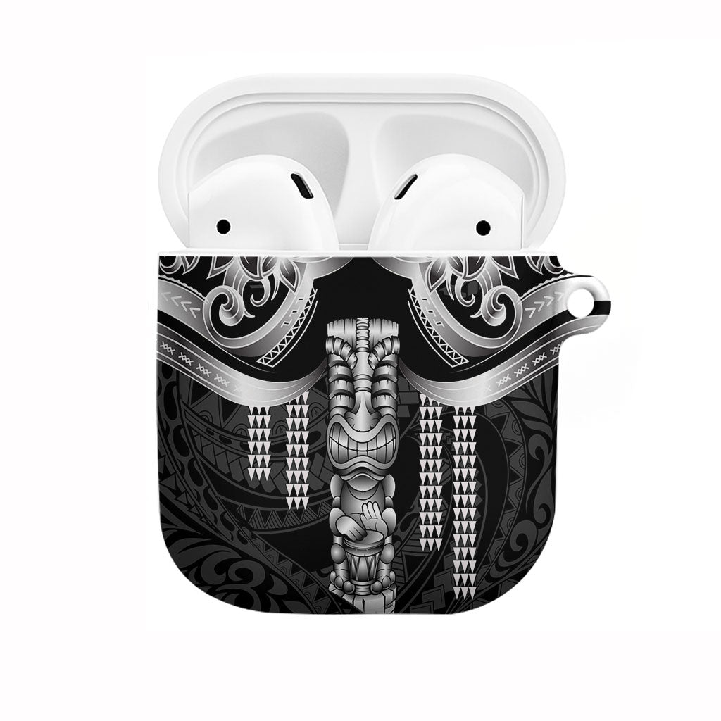 Tiki Drum Hawaii AirPods Case Hawaiian Kakau Tattoo Style LT14 Black - Polynesian Pride