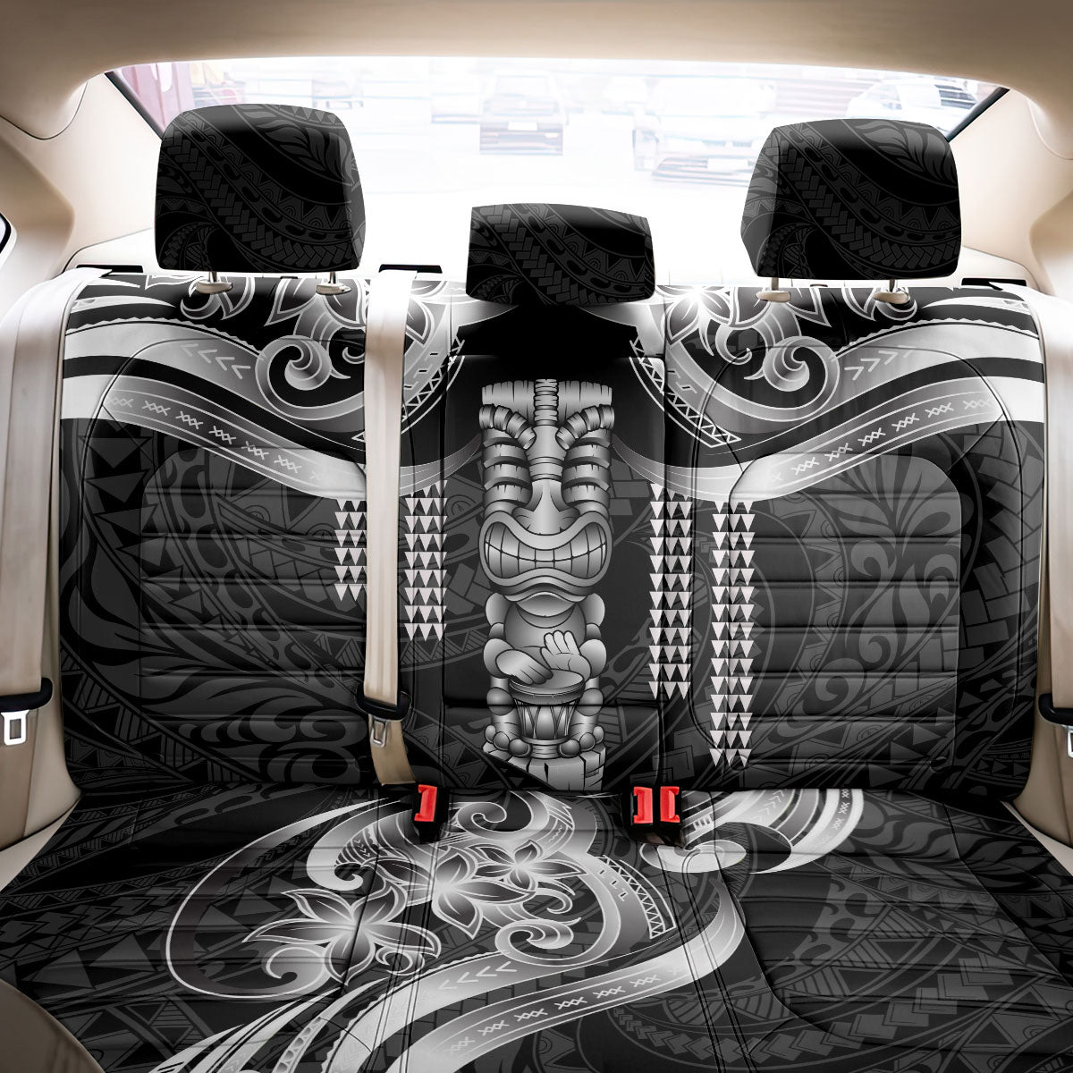 Tiki Drum Hawaii Back Car Seat Cover Hawaiian Kakau Tattoo Style LT14 - Polynesian Pride