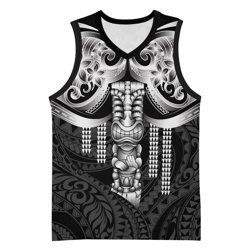 Tiki Drum Hawaii Basketball Jersey Hawaiian Kakau Tattoo Style LT14 Unisex Black - Polynesian Pride