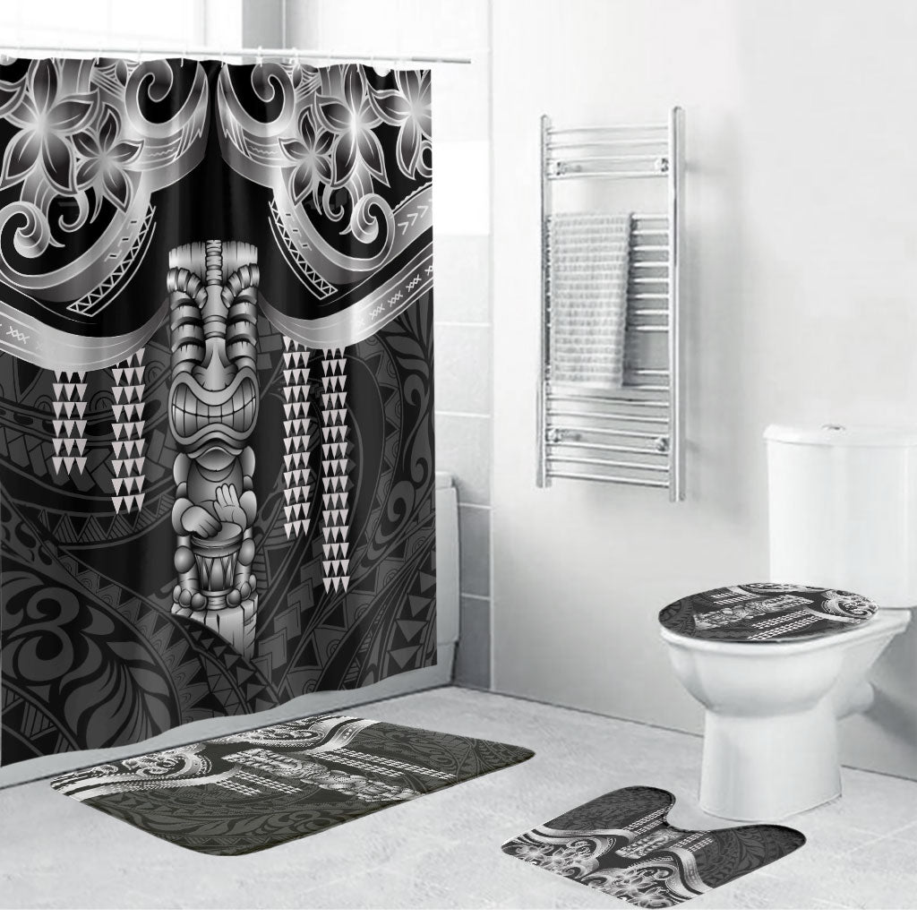 Tiki Drum Hawaii Bathroom Set Hawaiian Kakau Tattoo Style LT14 Bathroom Set (4 pcs) Black - Polynesian Pride