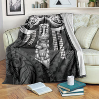Tiki Drum Hawaii Blanket Hawaiian Kakau Tattoo Style LT14 Black - Polynesian Pride