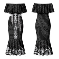 Tiki Drum Hawaii Couples Matching Mermaid Dress and Hawaiian Shirt Hawaiian Kakau Tattoo Style LT14 - Polynesian Pride