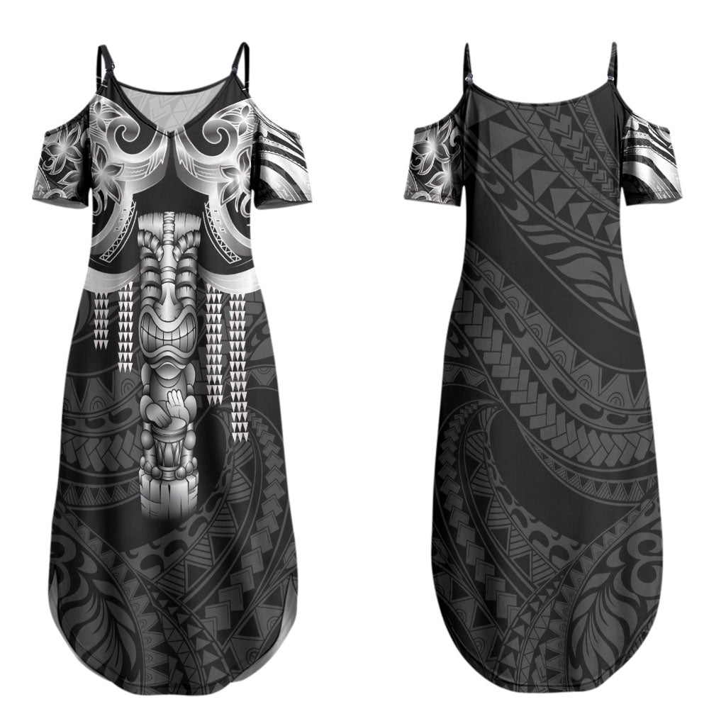 Tiki Drum Hawaii Couples Matching Summer Maxi Dress and Hawaiian Shirt Hawaiian Kakau Tattoo Style LT14 - Polynesian Pride