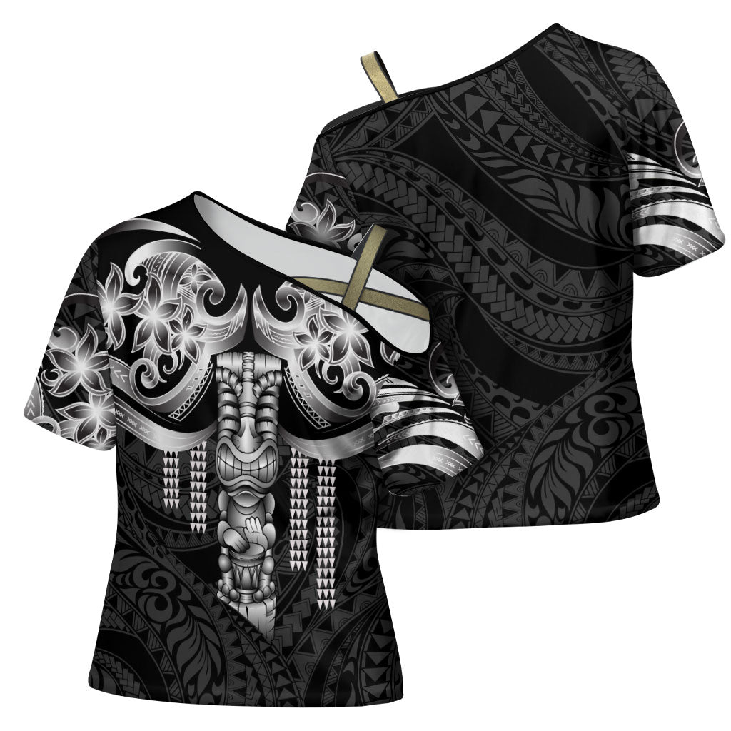 Tiki Drum Hawaii Cross Shoulder Shirt Hawaiian Kakau Tattoo Style LT14 - Polynesian Pride