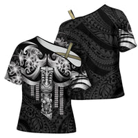 Tiki Drum Hawaii Cross Shoulder Shirt Hawaiian Kakau Tattoo Style LT14 - Polynesian Pride