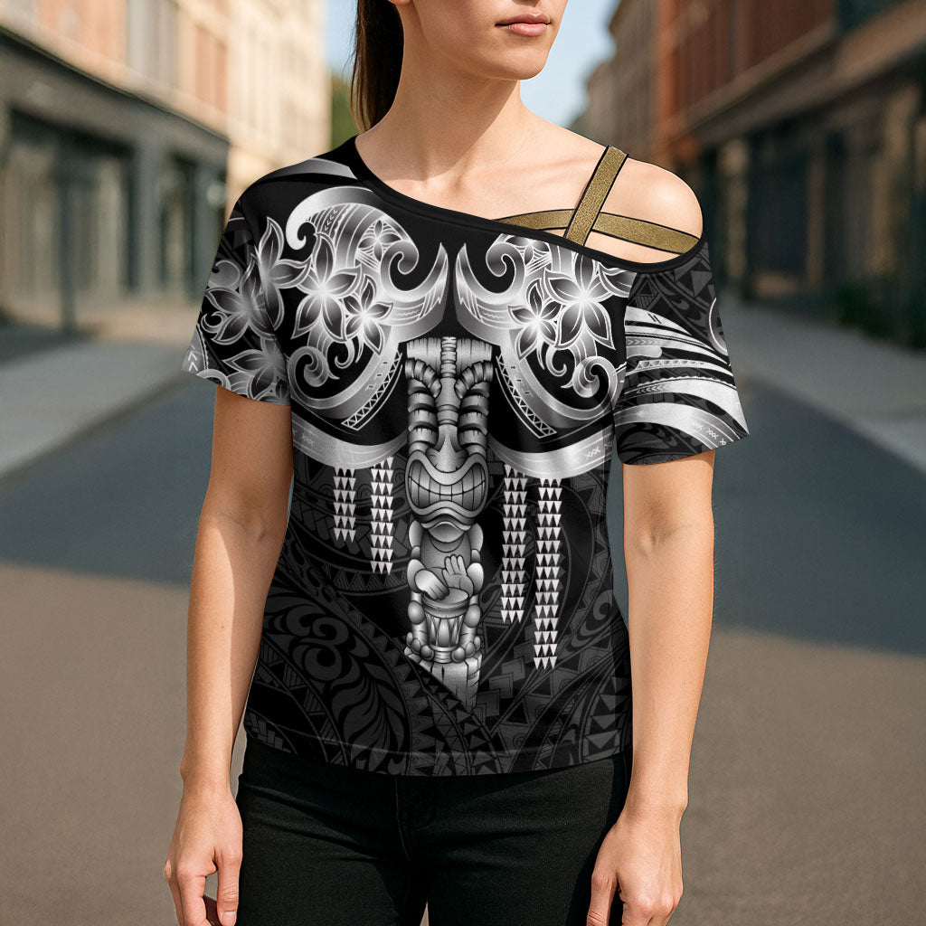 Tiki Drum Hawaii Cross Shoulder Shirt Hawaiian Kakau Tattoo Style LT14 - Polynesian Pride