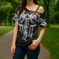Tiki Drum Hawaii Cross Shoulder Shirt Hawaiian Kakau Tattoo Style LT14 - Polynesian Pride
