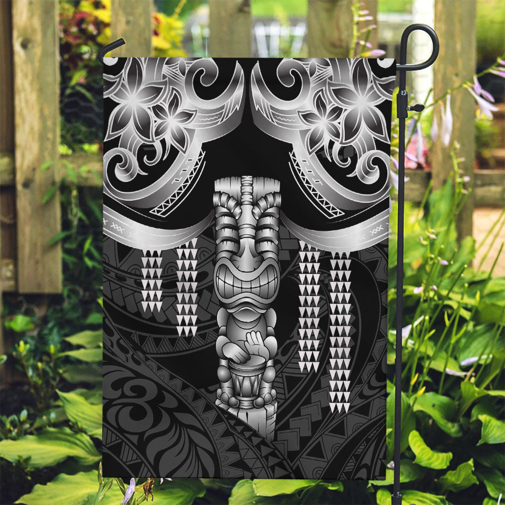 Tiki Drum Hawaii Garden Flag Hawaiian Kakau Tattoo Style LT14 Garden Flag Black - Polynesian Pride