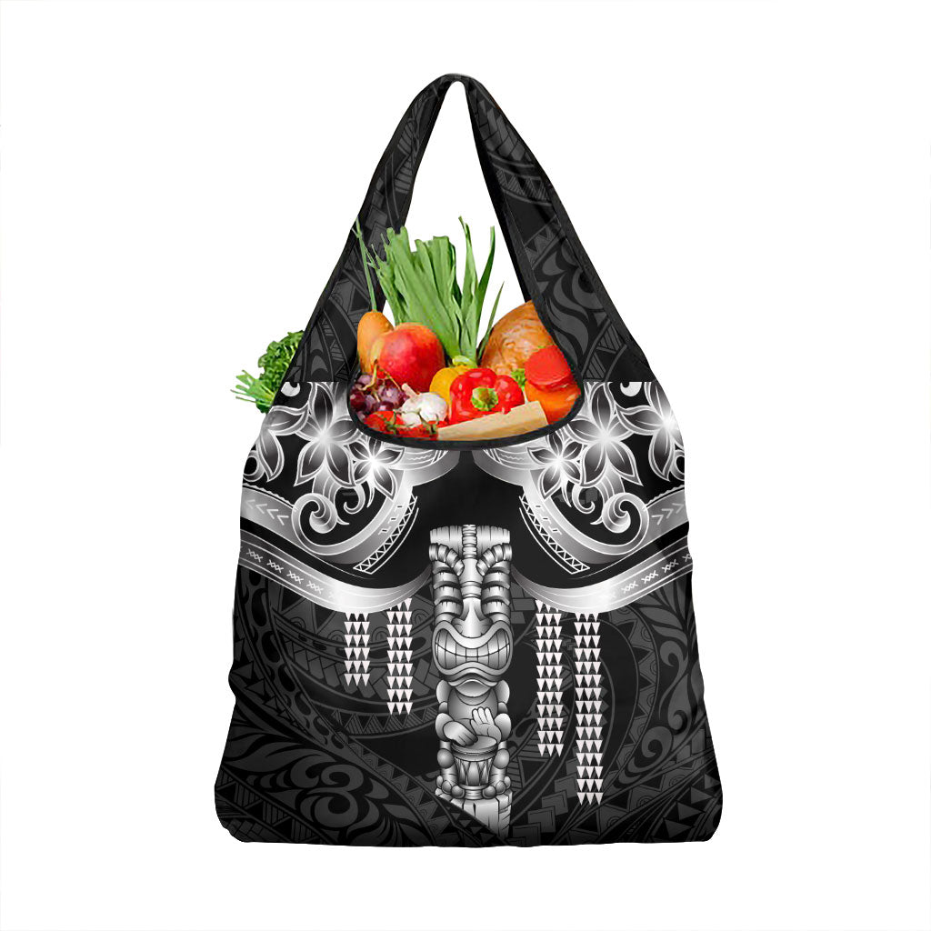 Tiki Drum Hawaii Grocery Bag Hawaiian Kakau Tattoo Style LT14 1-pack One Size Black - Polynesian Pride