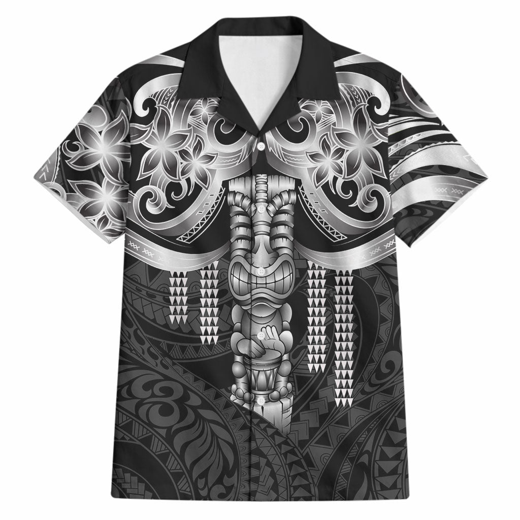 Tiki Drum Hawaii Hawaiian Shirt Hawaiian Kakau Tattoo Style LT14 Black - Polynesian Pride