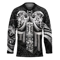 Tiki Drum Hawaii Hockey Jersey Hawaiian Kakau Tattoo Style LT14 Unisex Black - Polynesian Pride