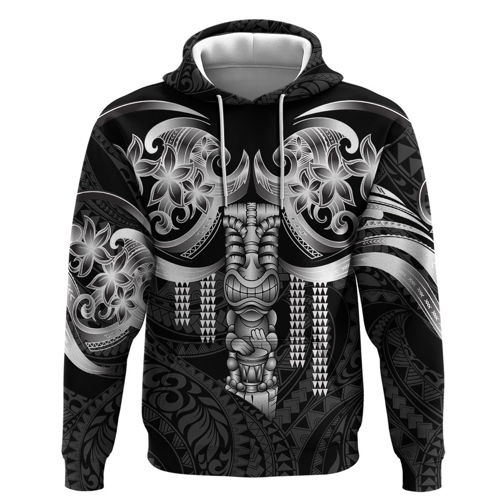 Tiki Drum Hawaii Hoodie Hawaiian Kakau Tattoo Style LT14 Pullover Hoodie Black - Polynesian Pride