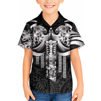 Tiki Drum Hawaii Kid Hawaiian Shirt Hawaiian Kakau Tattoo Style LT14 Kid Black - Polynesian Pride